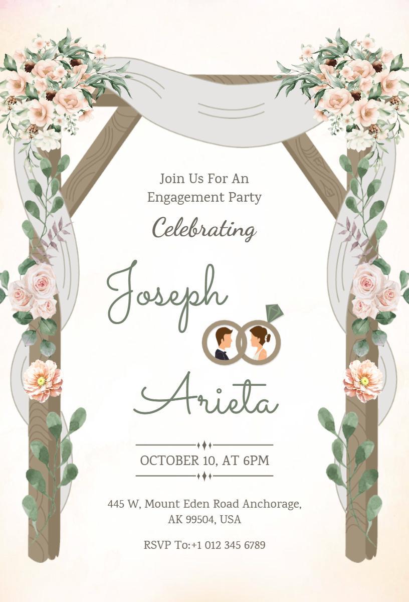 Rustic Floral Garden Engagement Celebration Invitation Template