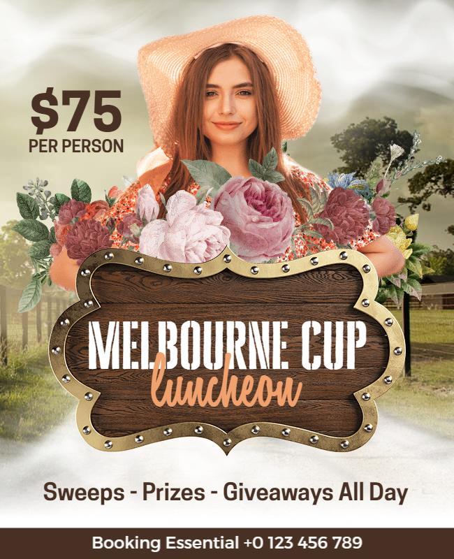 Rustic Floral Melbourne Cup Luncheon Event Poster Template