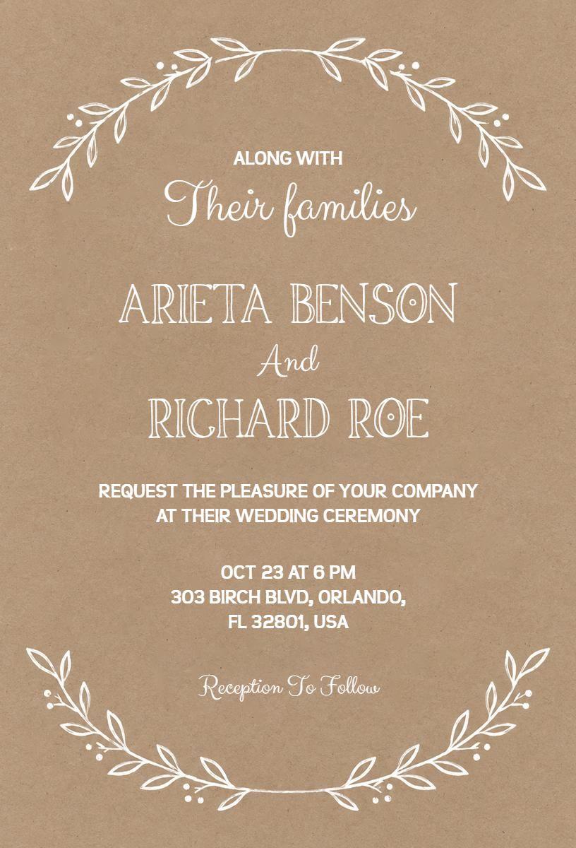 Rustic Floral Wedding Ceremony Invitation Template