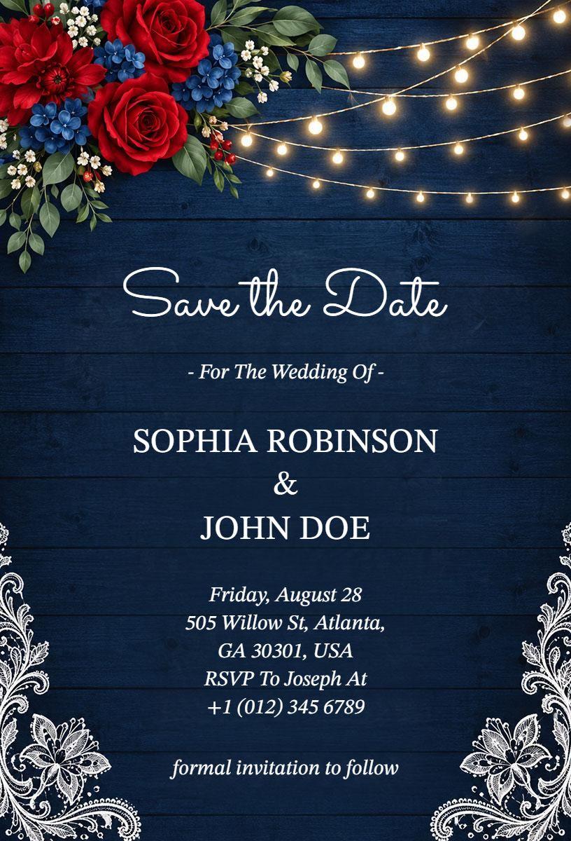Rustic Floral Wedding Save the Date Invitation Template