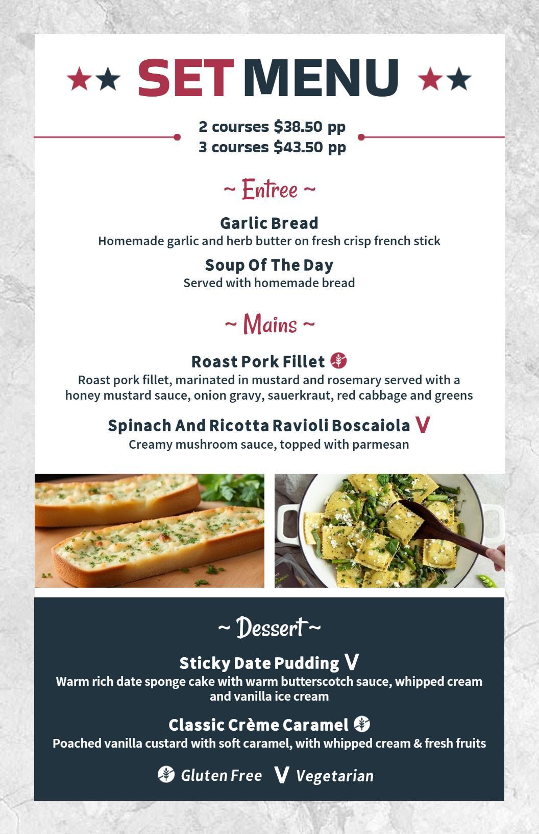 Rustic Gourmet Style Illustrated Set Menu Template