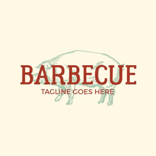Rustic Green and Red Design Celebrating Barbecue Culture Logo Template