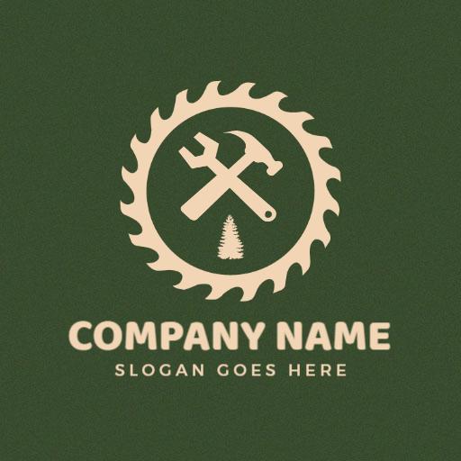 Rustic Green Carpentry Tools and Equipment Logo Template