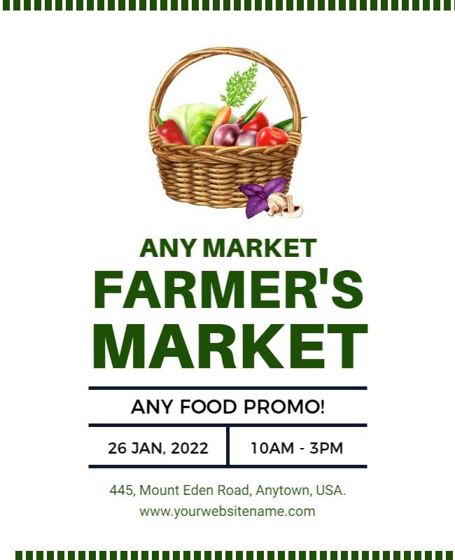 Rustic Green Farmer's Market Promotion Poster Template
