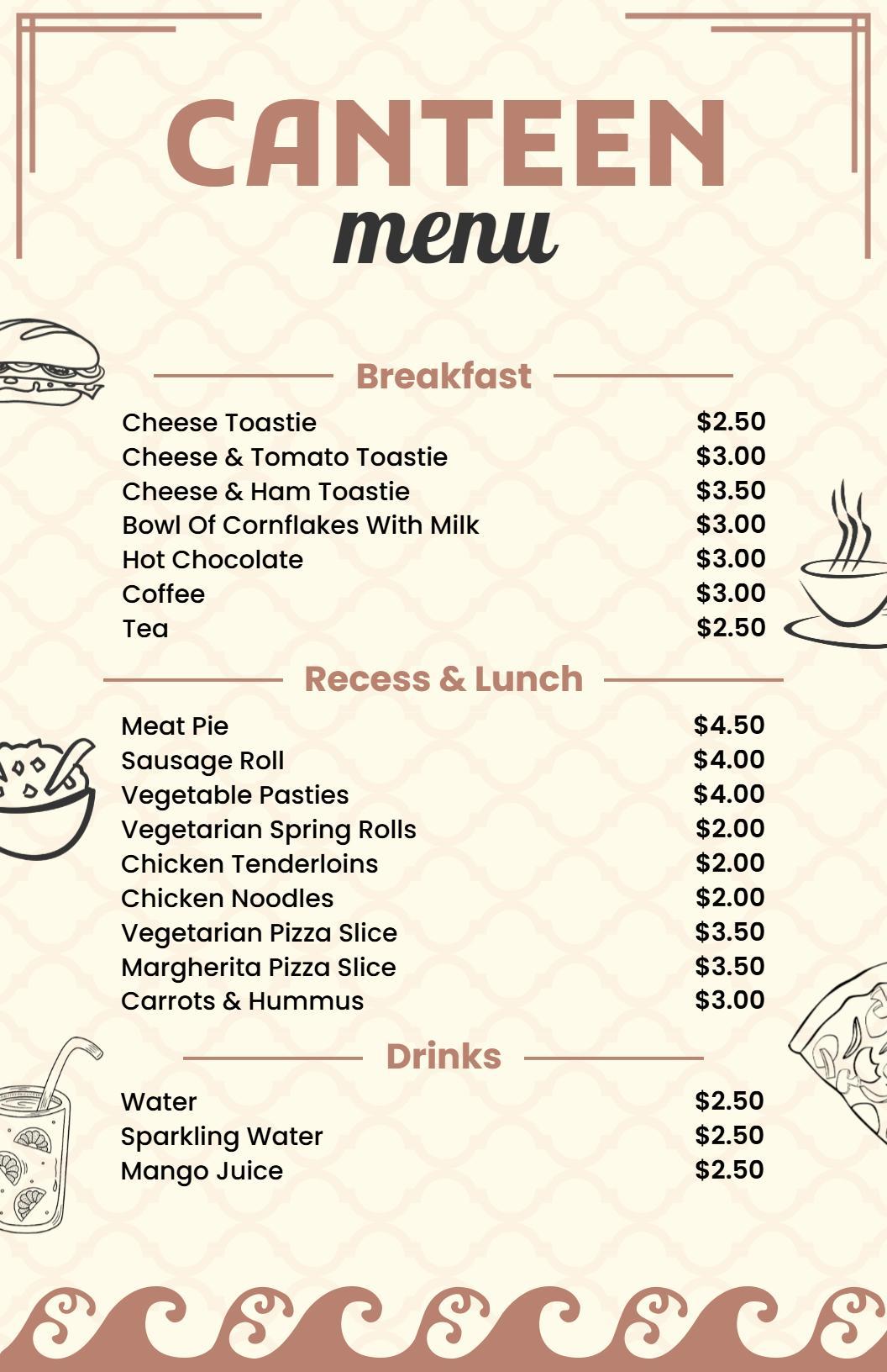 Rustic Hand-Drawn Graphics Canteen Menu Template
