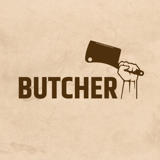 Rustic Hand Holding a Cleaver Symbolizing Butcher Services Logo Template