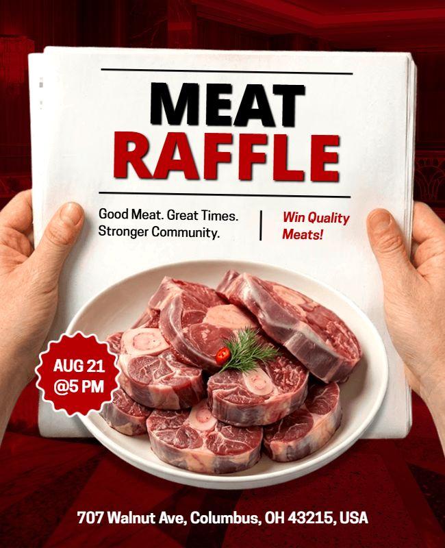 Rustic Meat Raffle Community Gathering Flyer Template