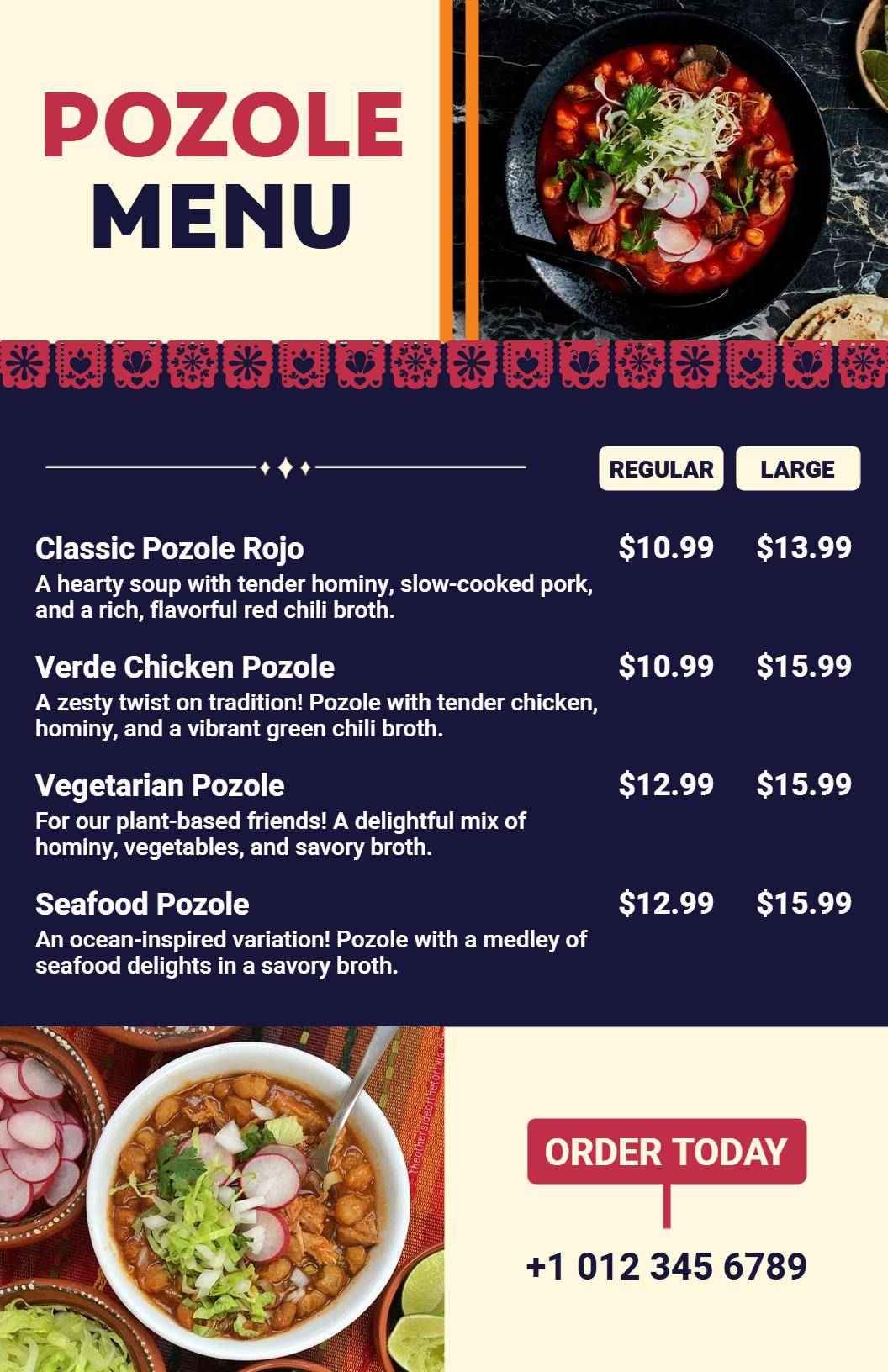Rustic Mexican Homestyle Pozole Selection Menu Template