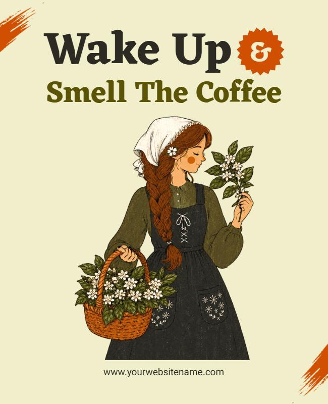 Rustic Morning Coffee Quote Poster Template