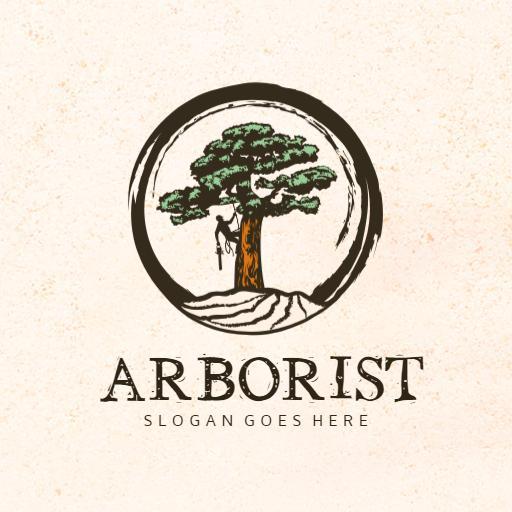 Rustic Nature Scene with Tree and Arborist Services Logo Template