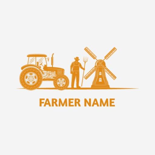 Rustic Orange Tractor and Farmer Theme for Agriculture Business Logo Template