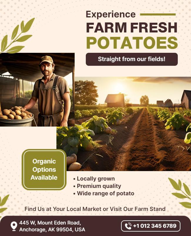 Rustic Organic Farm Fresh Potatoes Market Promotion Poster Template