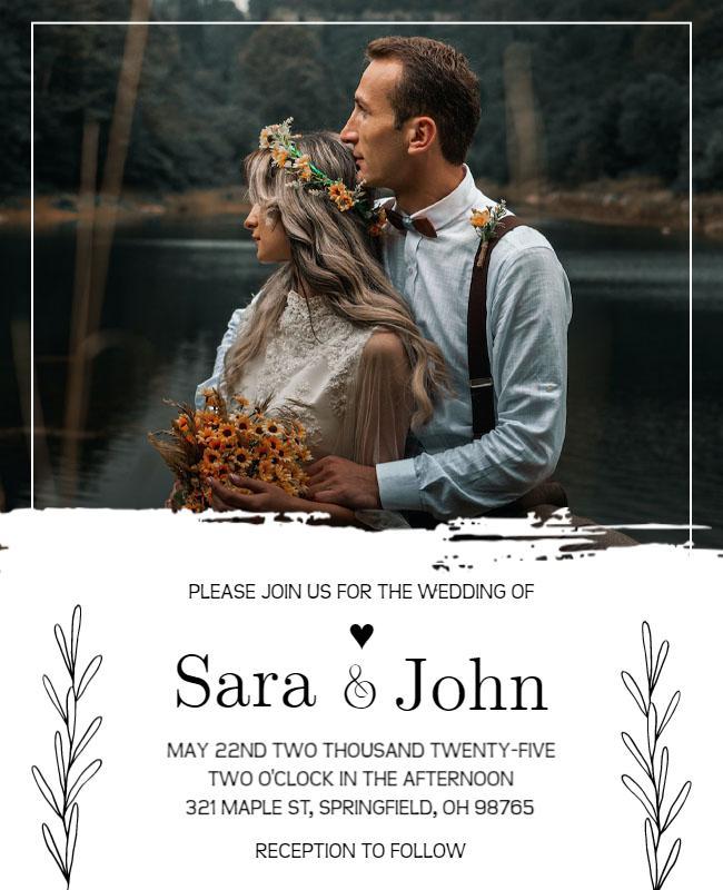 Rustic Outdoor Lake Wedding Invitation Flyer Template