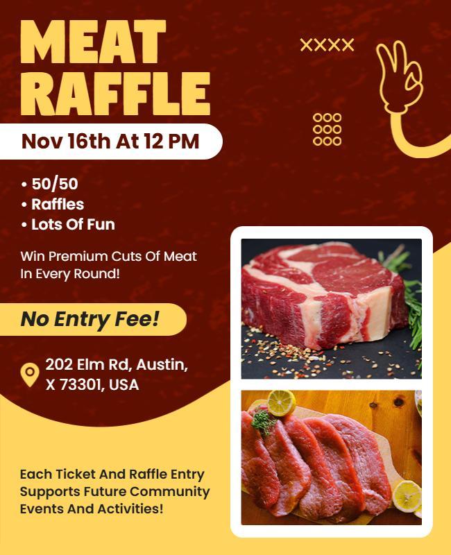Rustic Red Meat Raffle Event Promotion Flyer Template