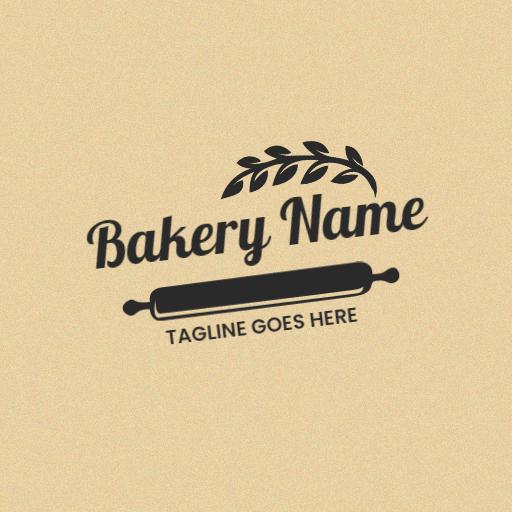 Rustic Rolling Pin Design Highlighting Fresh Bakery Treats Logo Template