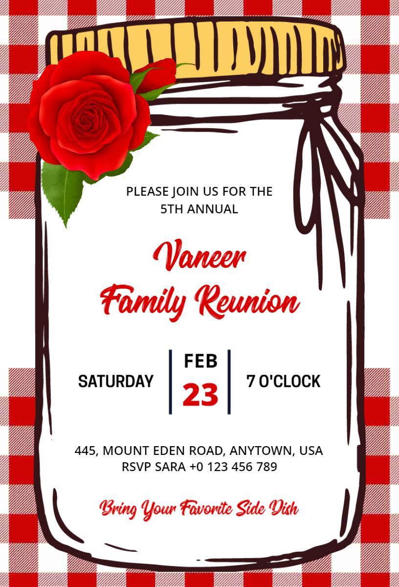 Rustic Rose Country Family Reunion Gathering Invitation Template