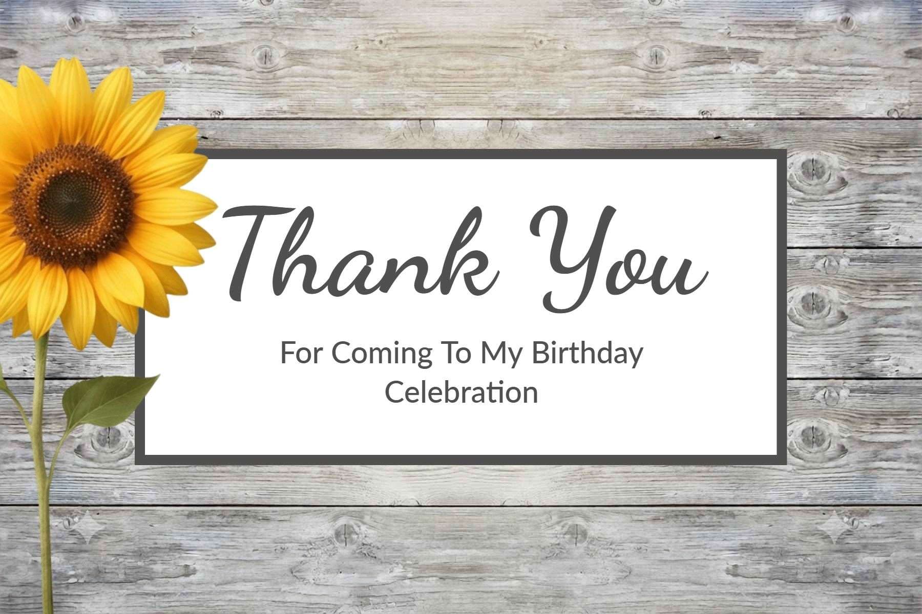 Rustic Sunflower Birthday Thank You Postcard Template