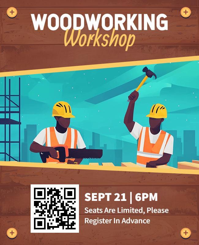 Rustic Theme Woodworking Workshop Flyer Template