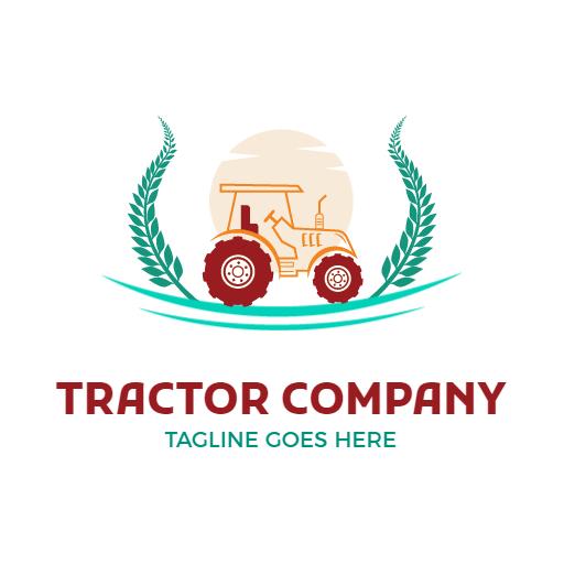 Rustic Tractor Design with Green Agricultural Elements Logo Template