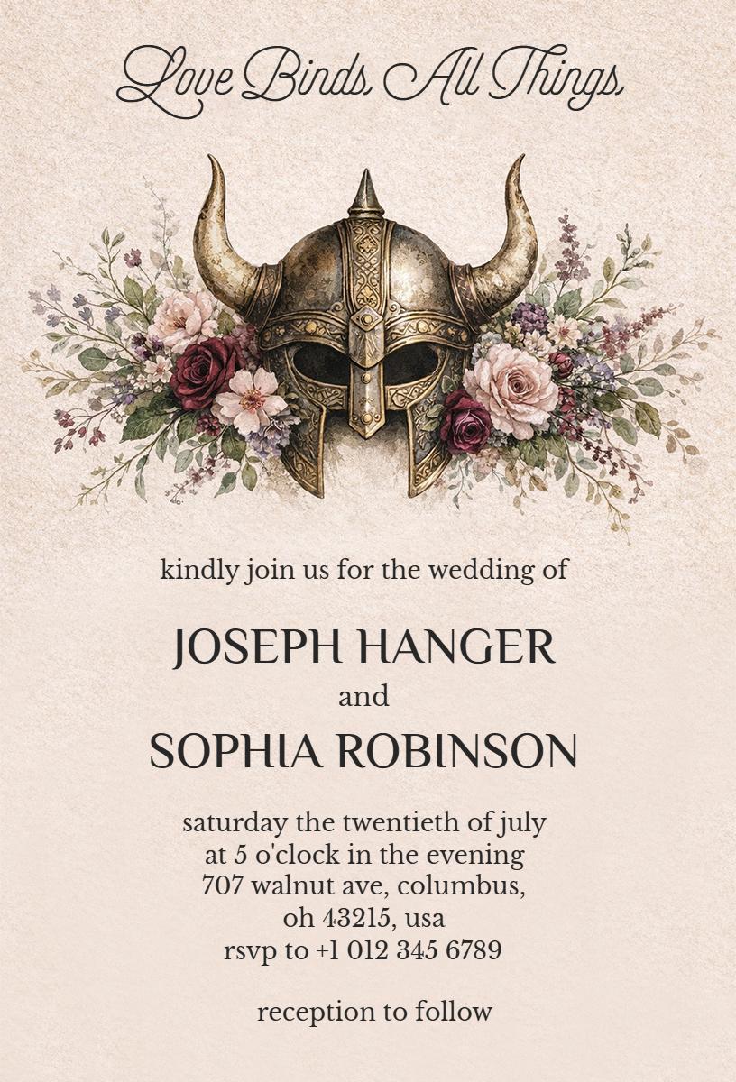 Rustic Viking Wedding Ceremony Celebration Invitation Template