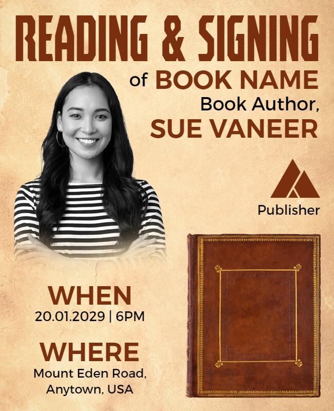 Rustic Vintage Book Signing Event Flyer Template