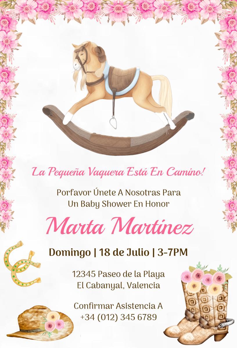 Rustic Vintage Cowboy Themed Baby Shower Invitation Template