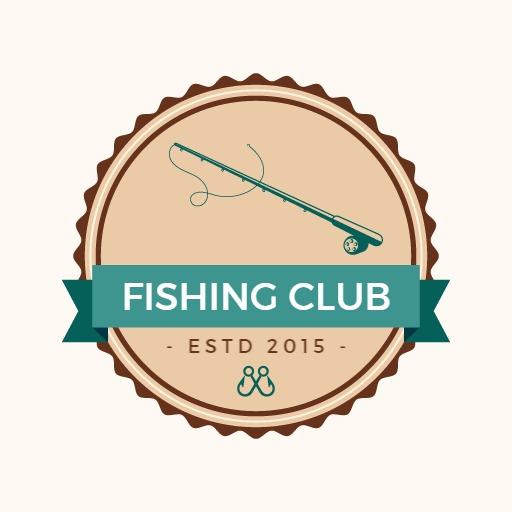 Rustic Vintage Fishing Club Logo Featuring Classic Rod Design Logo Template