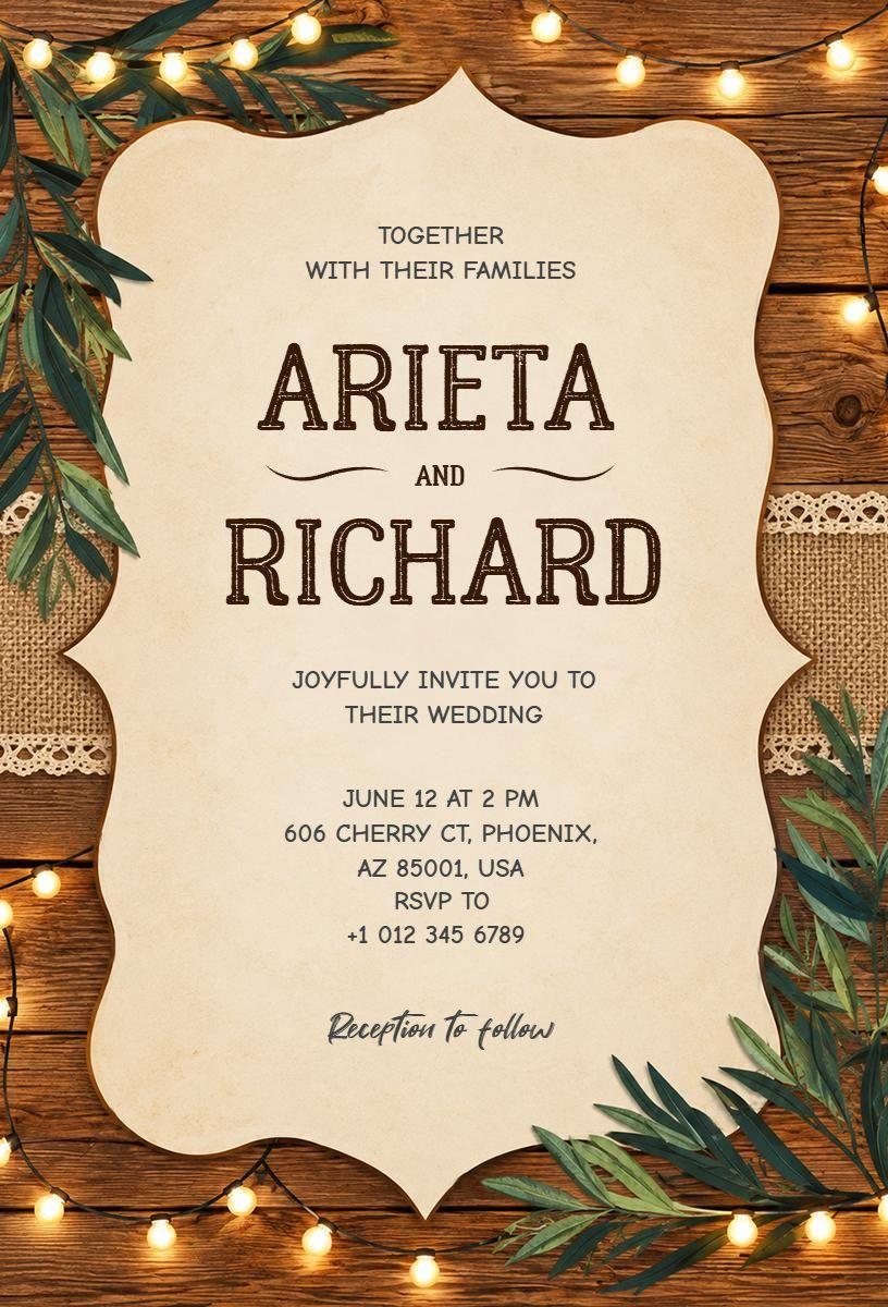 Rustic Wedding Celebration Invitation Template