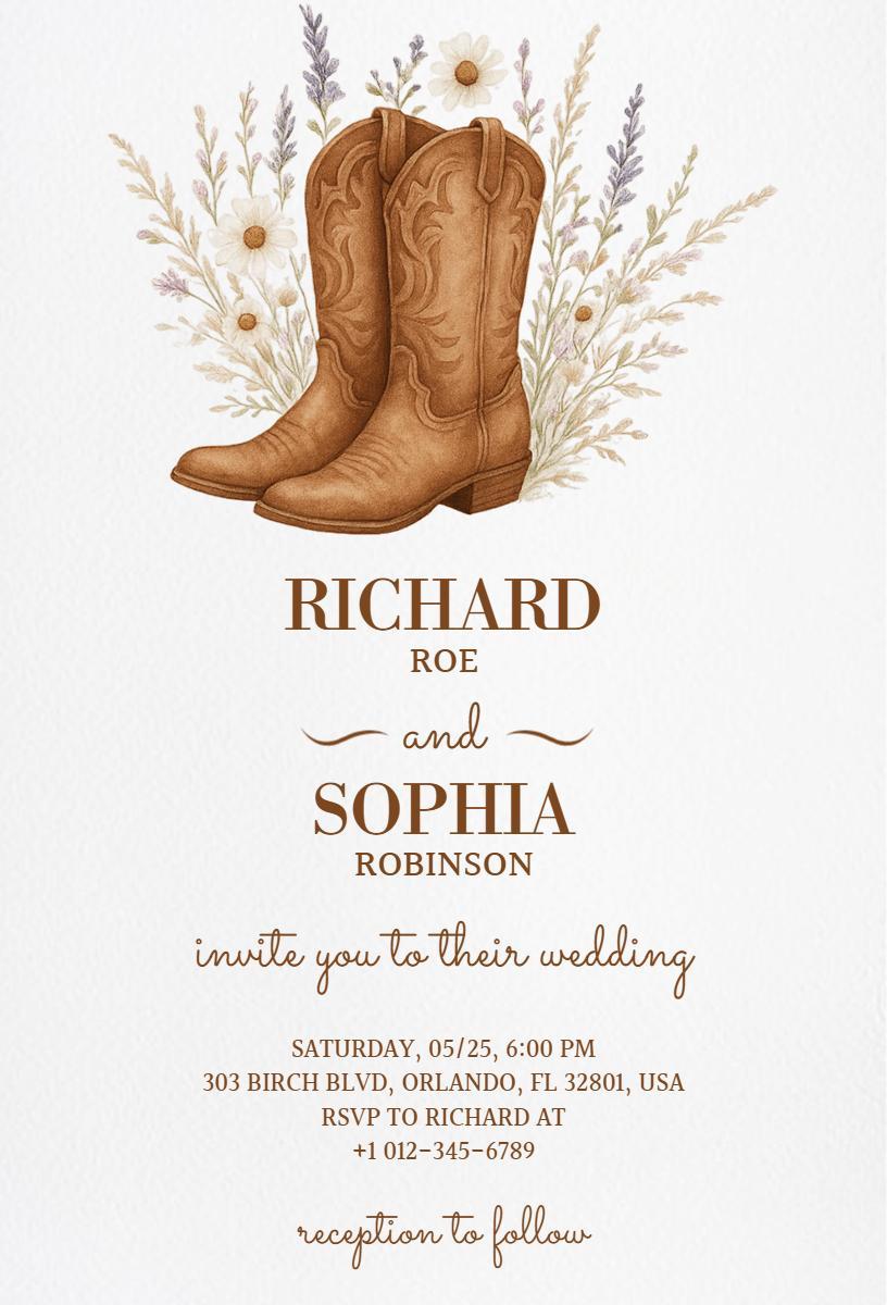 Rustic Western Cowboy Theme Wedding Celebration Invitation Template