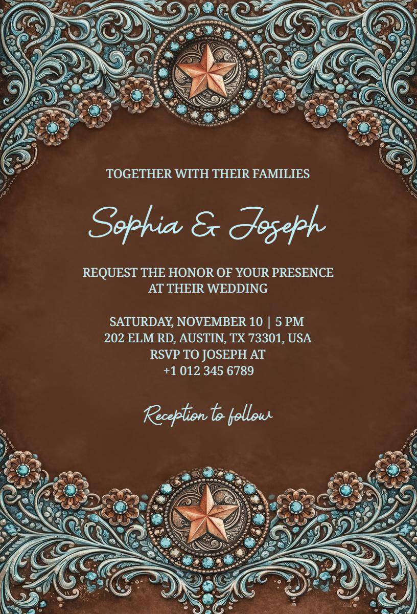 Rustic Western Elegant Wedding Celebration Invitation Template