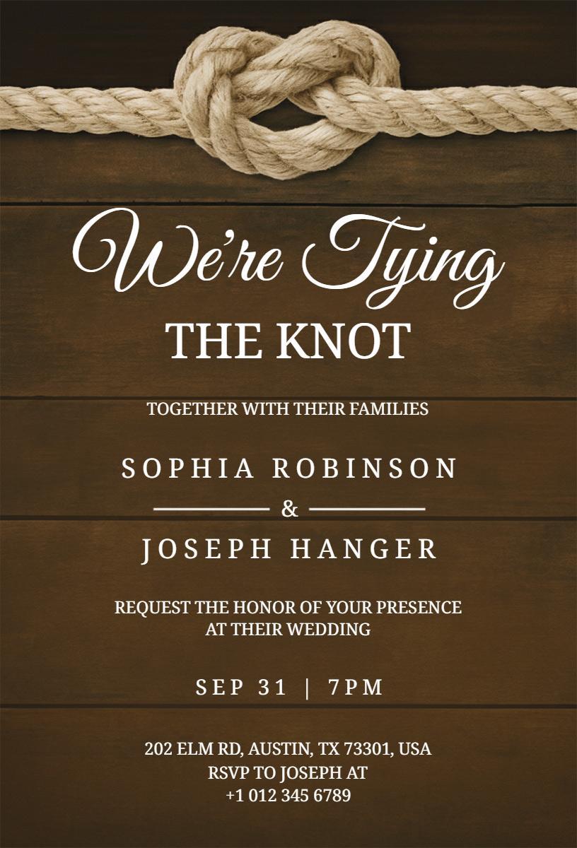 Rustic Western Wedding Tying the Knot Celebration Invitation Template