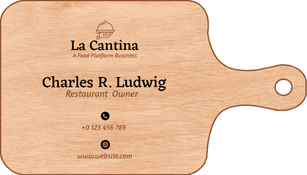 Rustic Wood Grain Restaurant Owner Business Card Template