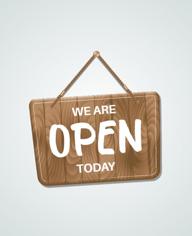Rustic Wooden Open Business Sign Poster Template