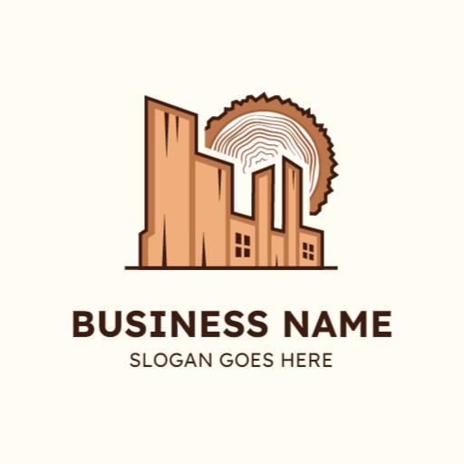 Rusty Brown Factory with Vibrant Sun Design Logo Template
