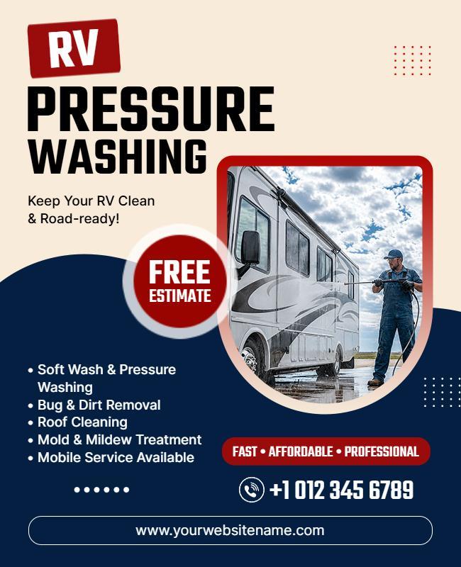 RV Pressure Washing Service Flyer Template