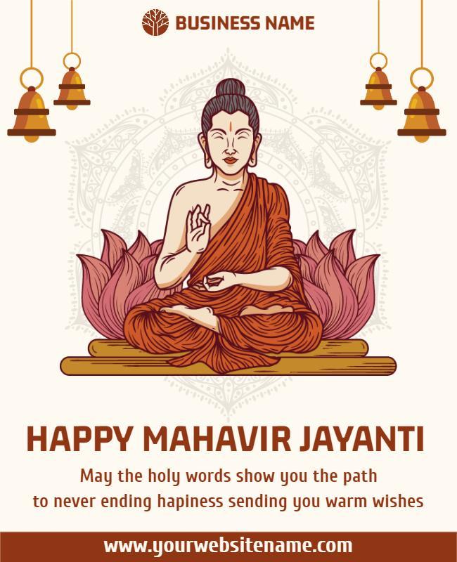 Sacred Decorative Mahavir Jayanti Celebration Flyer Template