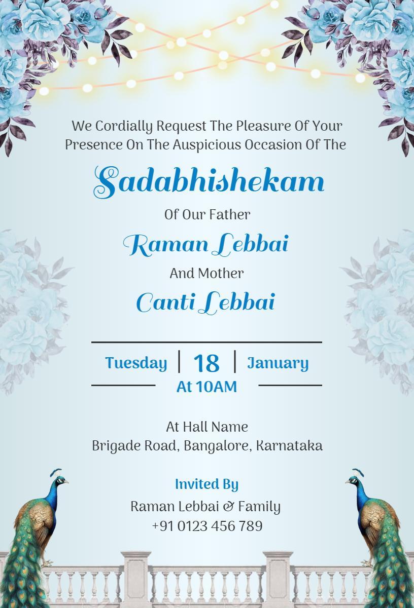 Sadabhishekam Ceremony Celebration Family Event Invitation Template