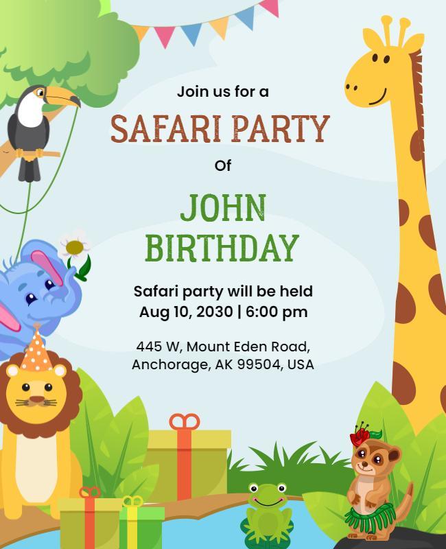 Safari Birthday Party Celebration Flyer Template