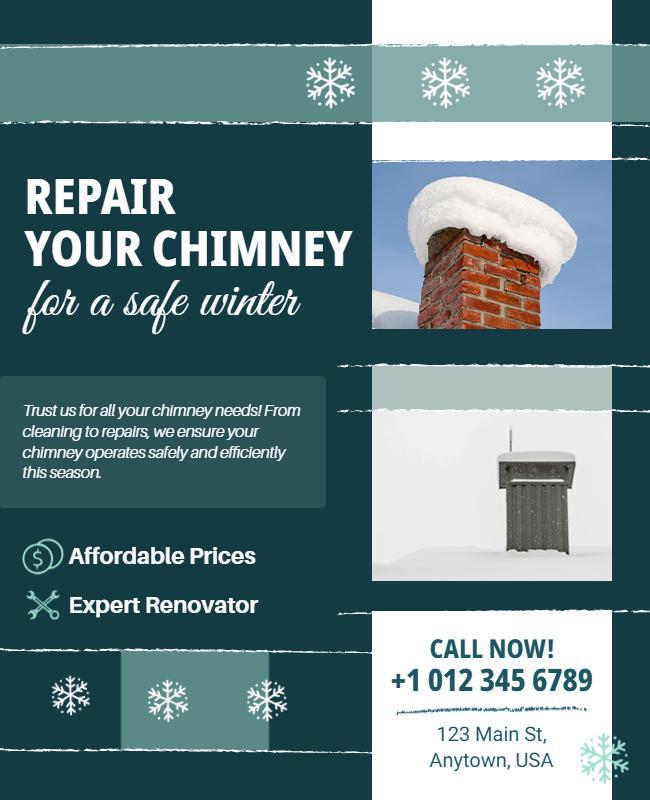 Safe Winter Chimney Maintenance Ad Flyer Template