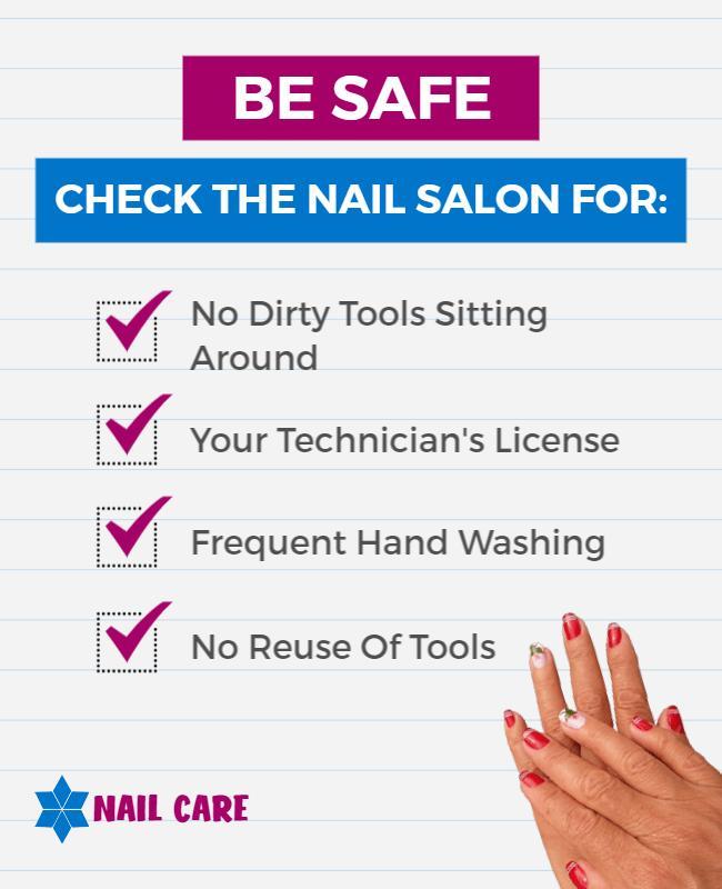 Safety Checklist for Nail Care Salon Health Poster Template