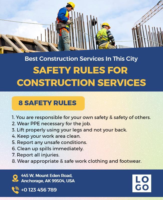 Safety Guidelines for Construction Services Flyer Template