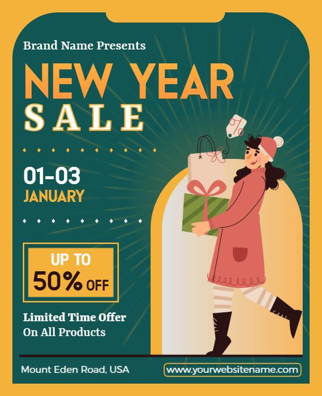 Saffron New Year Flyer Template or New Year Sale Flyer Template