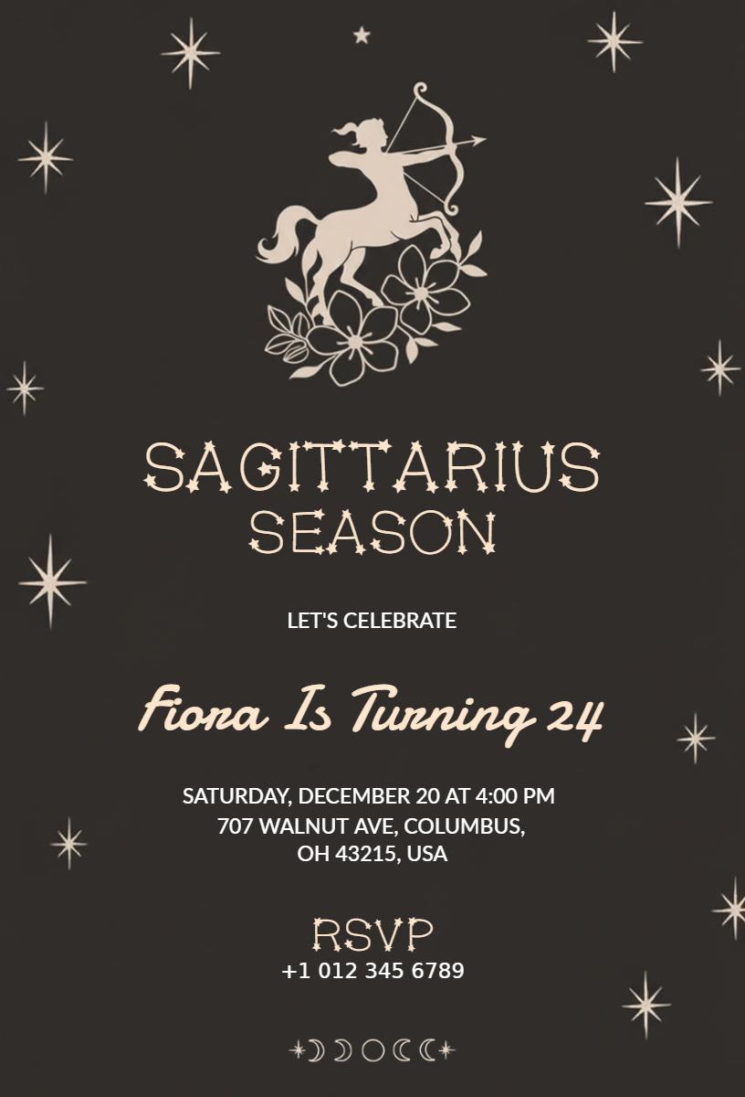 Sagittarius Season Astrological Birthday Celebration Invitation Template
