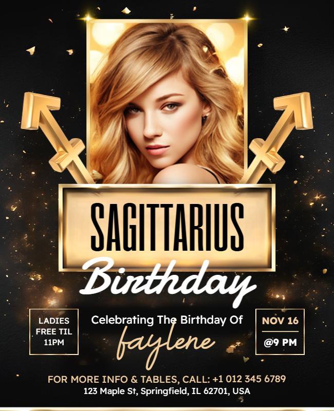 Sagittarius Themed Birthday Celebration Flyers Template