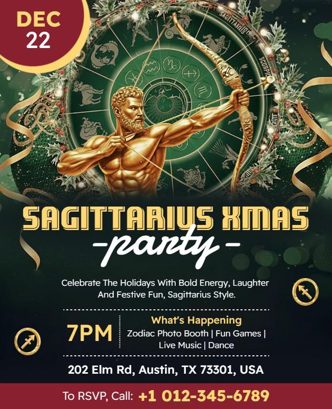 Sagittarius Themed Christmas Party Flyer Template