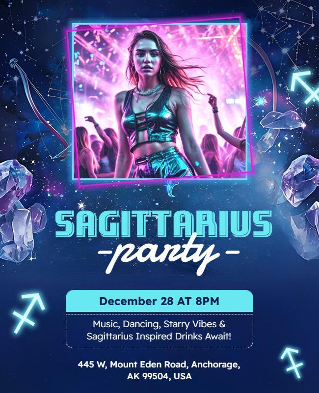 Sagittarius Zodiac Party Flyer Template