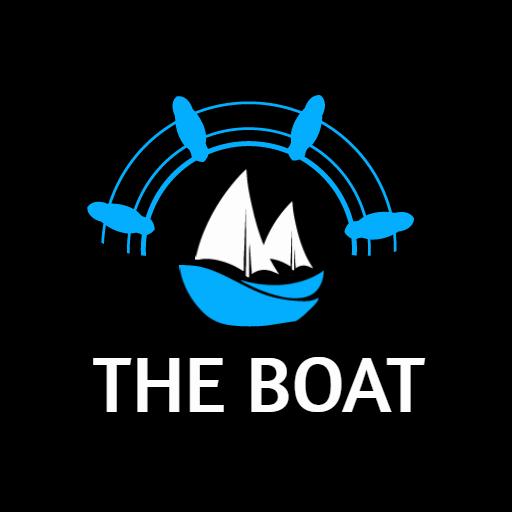 Sailing and Colorful Waves Representing Boat Adventure Logo Template
