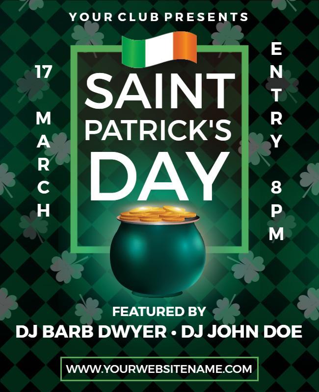 Lively Green Shamrock-Themed Saint Patrick's Day Party Flyer Template