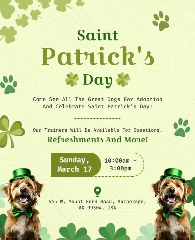 Saint Patricks Day Dog Adoption Event Flyer Template