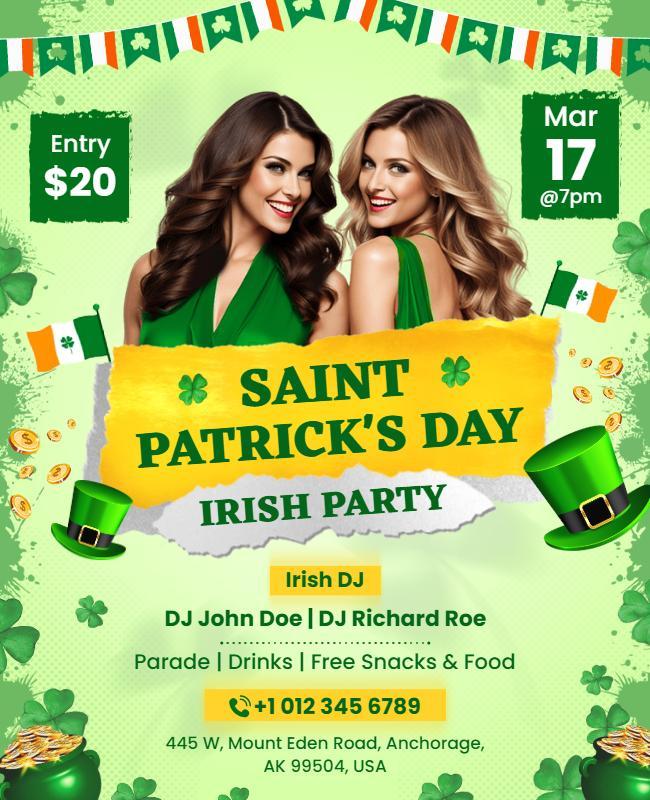 Saint Patricks Day Irish Party Flyer Template